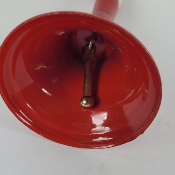 Ornament SANTA CLAUS BELL Wood and Metal Hand Painted Small 4" x 2" Whimsical - Picture 4 of 5